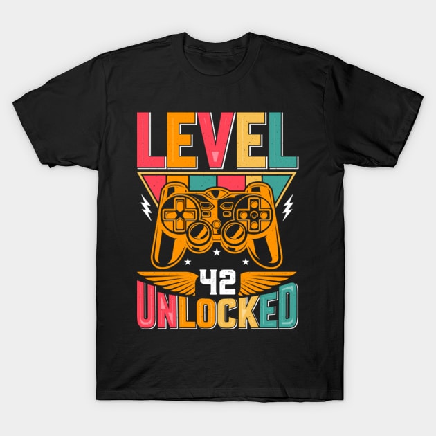 Level 42 Unlocked Awesome Since 1981 Funny Gamer Birthday T-Shirt by susanlguinn